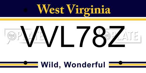 VVL78Z West Virginia License Plate