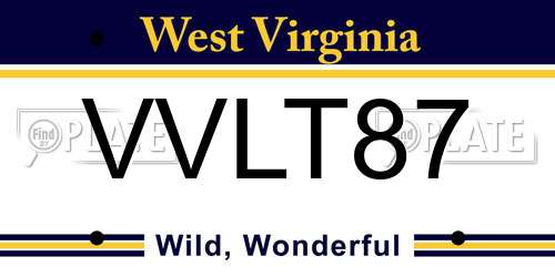 VVLT87 West Virginia License Plate