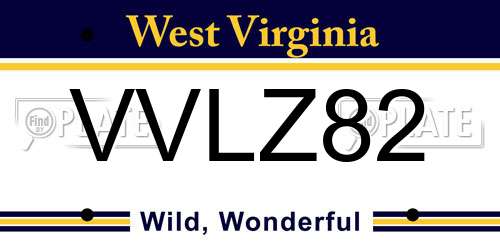 VVLZ82 West Virginia License Plate