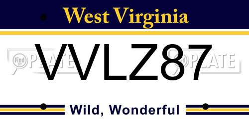 VVLZ87 West Virginia License Plate