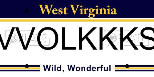 VVOLKKKS West Virginia License Plate