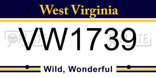 VW1739 West Virginia License Plate