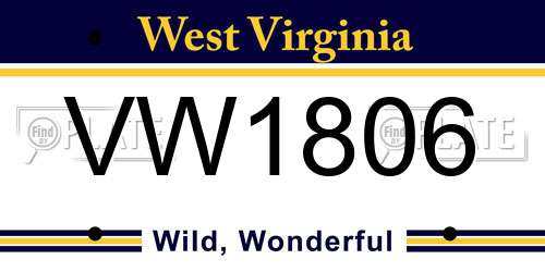 VW1806 West Virginia License Plate