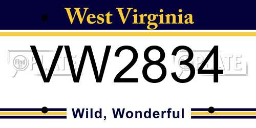 VW2834 West Virginia License Plate
