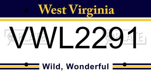 VWL2291 West Virginia License Plate
