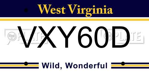 VXY60D West Virginia License Plate