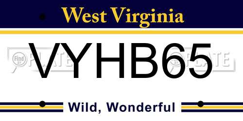 VYHB65 West Virginia License Plate