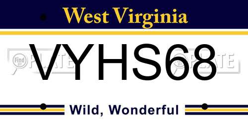 VYHS68 West Virginia License Plate