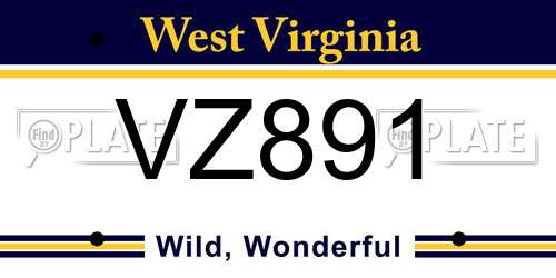 VZ891 West Virginia License Plate