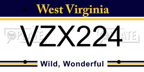 VZX224 West Virginia License Plate