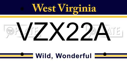 VZX22A West Virginia License Plate