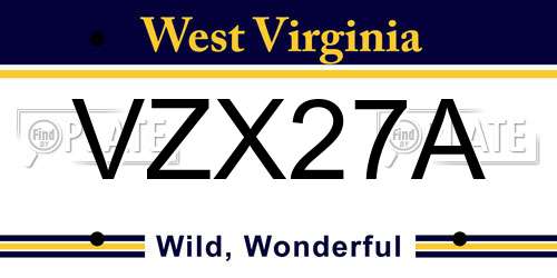 VZX27A West Virginia License Plate
