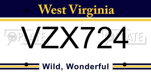 VZX724 West Virginia License Plate