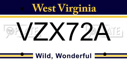 VZX72A West Virginia License Plate