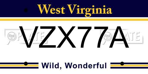 VZX77A West Virginia License Plate