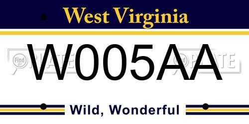 W005AA West Virginia License Plate