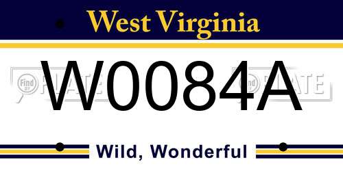 W0084A West Virginia License Plate