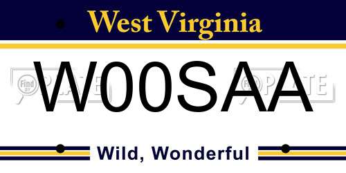 W00SAA West Virginia License Plate