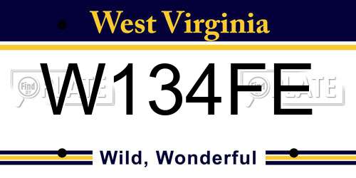 W134FE West Virginia License Plate