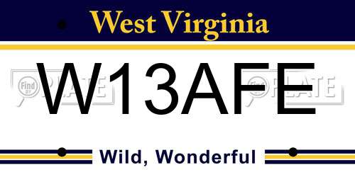 W13AFE West Virginia License Plate