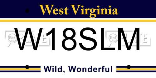 W18SLM West Virginia License Plate