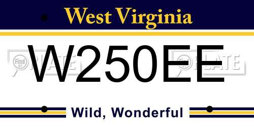 W250EE West Virginia License Plate
