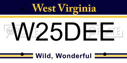 W25DEE West Virginia License Plate