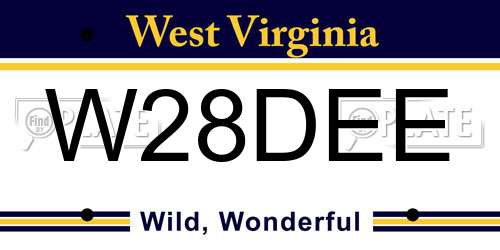 W28DEE West Virginia License Plate