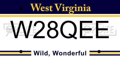 W28QEE West Virginia License Plate