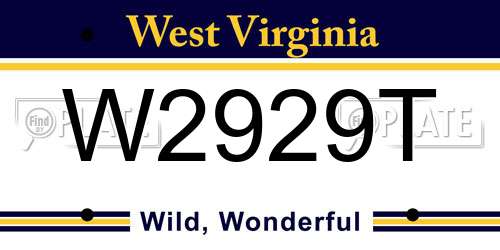 W2929T West Virginia License Plate