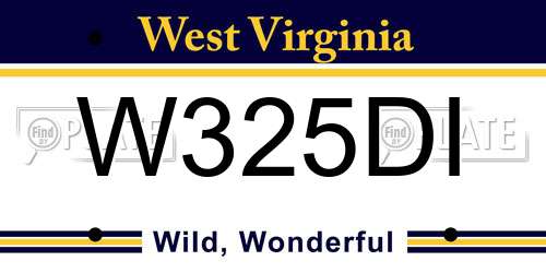 W325DI West Virginia License Plate