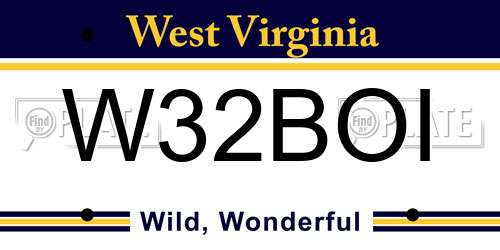 W32BOI West Virginia License Plate