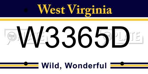 W3365D West Virginia License Plate