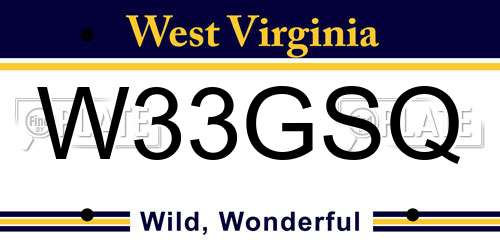 W33GSQ West Virginia License Plate