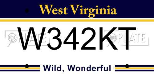W342KT West Virginia License Plate