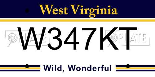 W347KT West Virginia License Plate
