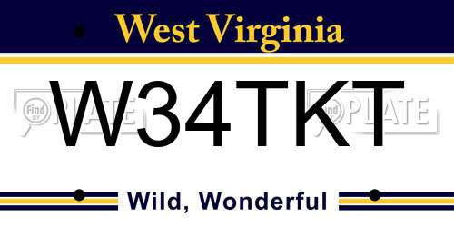 W34TKT West Virginia License Plate