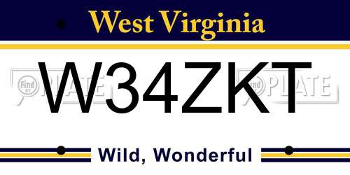 W34ZKT West Virginia License Plate