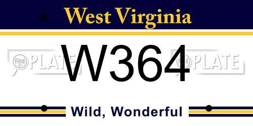 W364 West Virginia License Plate