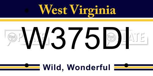 W375DI West Virginia License Plate