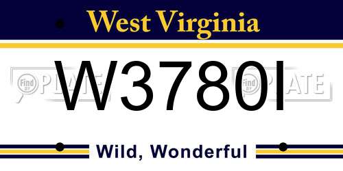 W3780I West Virginia License Plate