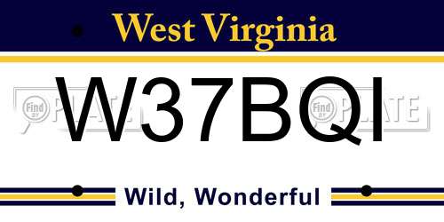 W37BQI West Virginia License Plate