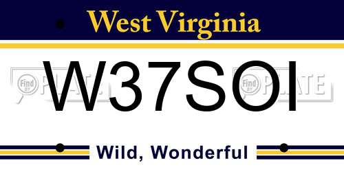 W37SOI West Virginia License Plate