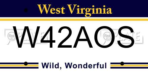 W42AOS West Virginia License Plate