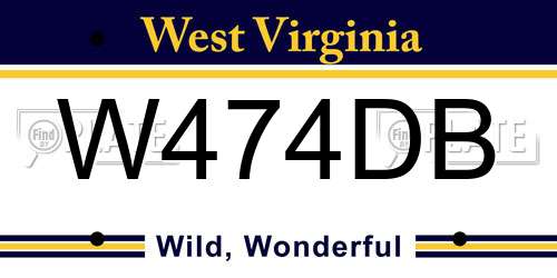 W474DB West Virginia License Plate