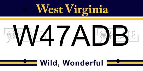 W47ADB West Virginia License Plate
