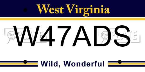 W47ADS West Virginia License Plate