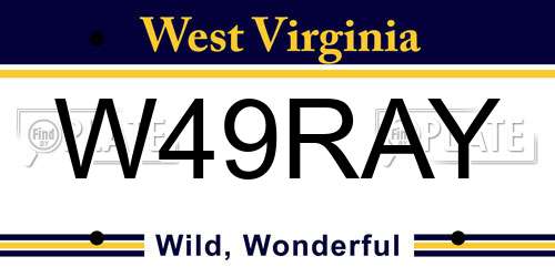 W49RAY West Virginia License Plate