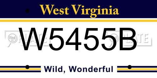W5455B West Virginia License Plate