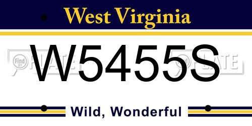 W5455S West Virginia License Plate